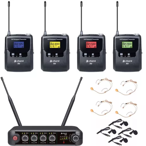 Chord XU4-B UHF 4 Channel Bodypack UHF Microphone System