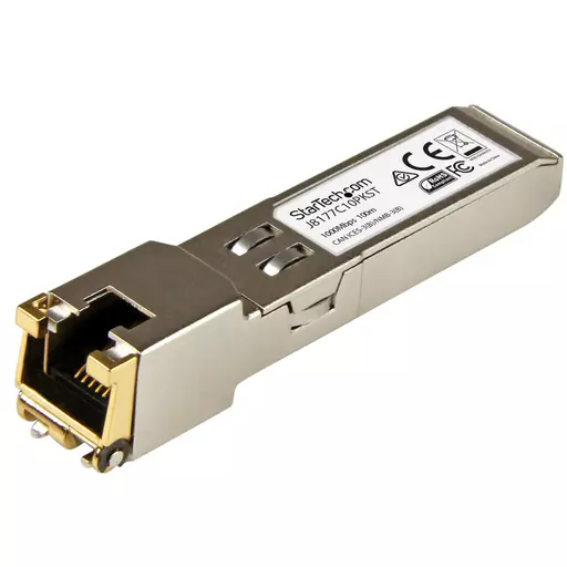 StarTech.com HP J8177C Compatible SFP Transceiver Module - 1000BASE-T - 10 Pack~10 pack HPE J8177C Compatible SFP Module - 1000BASE-T - SFP to RJ45 Cat6/Cat5e - 1GE Gigabit Ethernet SFP - RJ-45 100m - HPE 1810, 1820, 2530