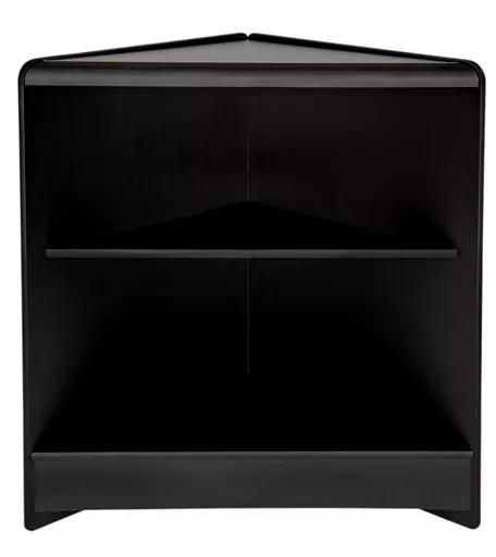 Black Corner Counter with Wood Shelf - 600mm x 600mm x 900mm