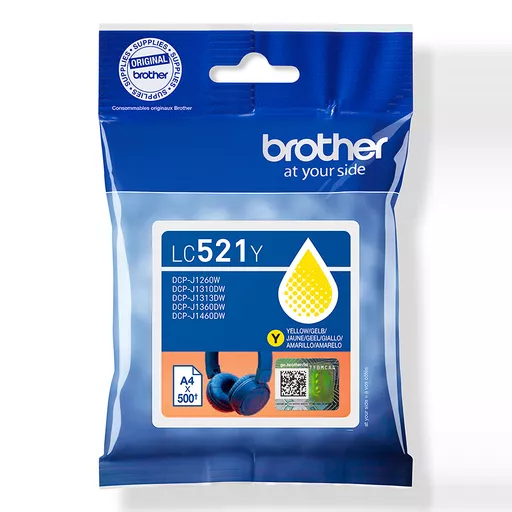 Brother LC-521Y Ink cartridge yellow, 500 pages ISO/IEC 19752 for Brother DCP-J 1260