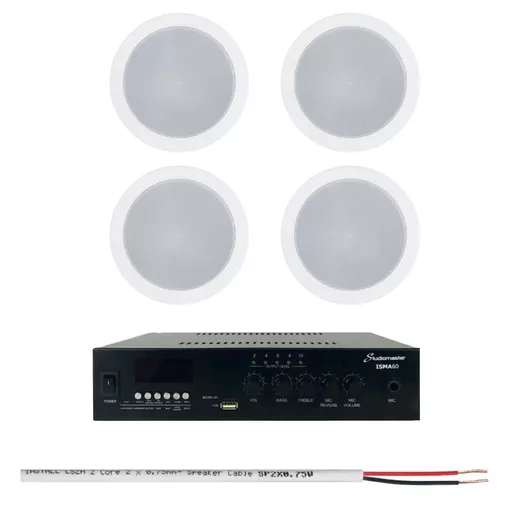 Studiomaster ISMA60 & CRSP10 100V Speakers Background Music System Bundle