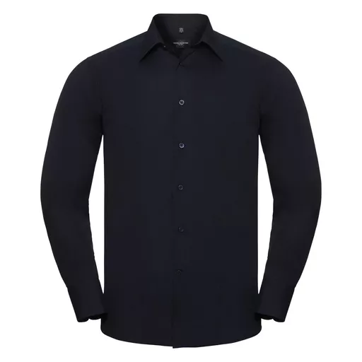Men's Long Sleeve Polycotton Easy Care Tailored Poplin Shirt