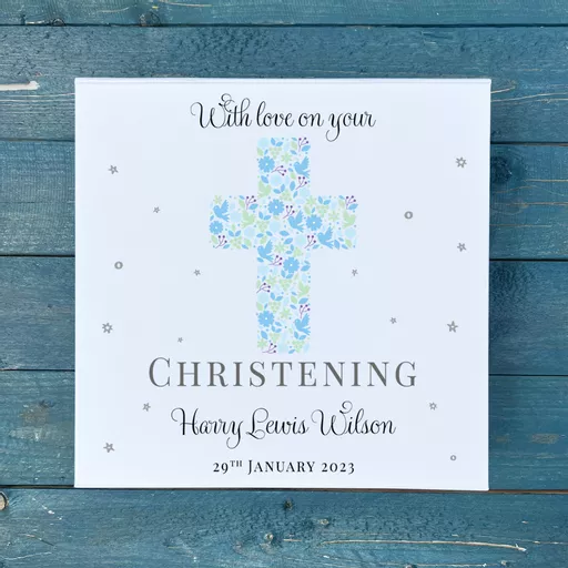 Personalised Christening Keepsake Memory Box - Blue