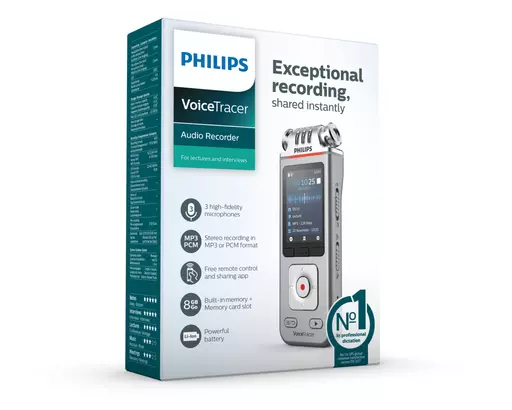 Philips Voice Tracer DVT4110/00 dictaphone Flash card Chrome, Silver