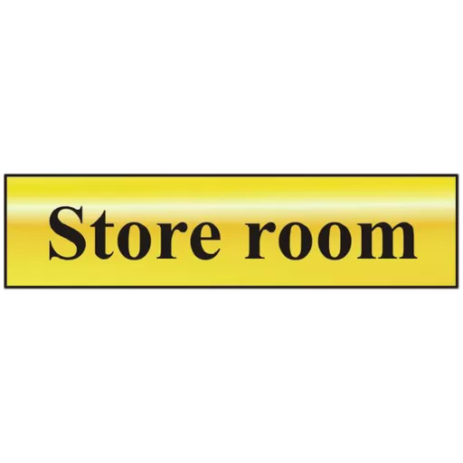 ASEC `Store Room` 200mm x 50mm Gold Self Adhesive Sign
