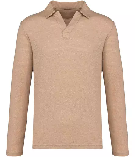 Native Spirit Long Sleeve Linen Polo Shirt