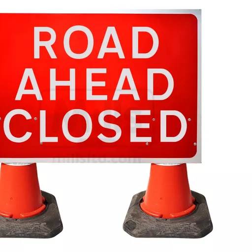 Mills Road Ahead Closed Cone Sign - 1050 x 750mm