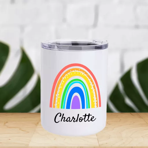Rainbow Design Personalised Lowball Tumbler