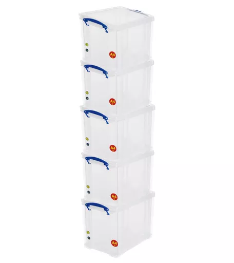 Pack of 5 - 19L Storage Box With Secure Lid