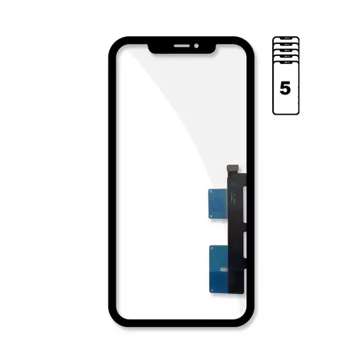 Glass w/ Touch (Glass + Frame + Digitizer + OCA) (5 Pack) (CERTIFIED) (Black) - For iPhone XR