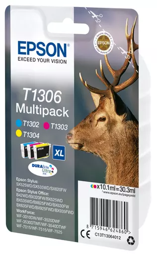 Epson C13T13064012/T1306 Ink cartridge multi pack C,M,Y XL 3x10.1ml Pack=3 for Epson Stylus BX 320/SX 525/WF 3500