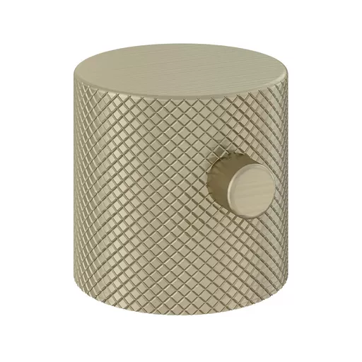 (Pair) Meriden Full Knurling Valve Handles with Round Lever - Brushed Brass