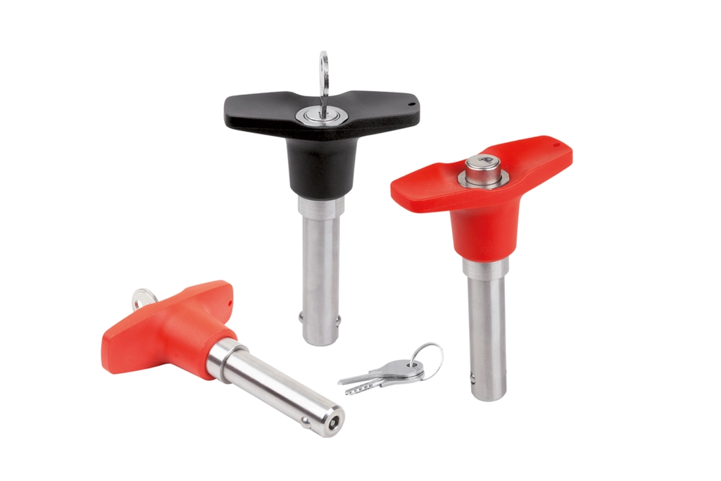 K1804 - Lockable T-Grip Ball Lock Pins In Plastic & Stainless Steel