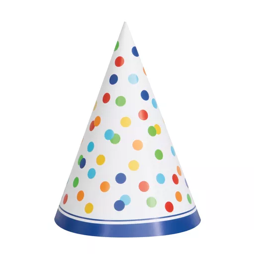 Rainbow Polka Dot Cone Hats