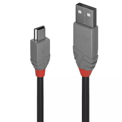 Lindy 2m USB 2.0 Type A to Mini-B Cable, Anthra Line