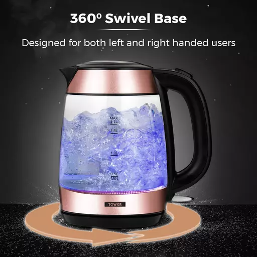 Stainless Steel 3KW 1.7 Litre Rapid Boil Glass Kettle
