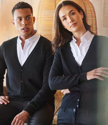 Henbury Lightweight Cotton Acrylic V Neck Cardigan