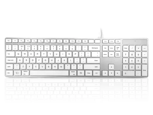 Accuratus 301 Mac keyboard Universal USB QWERTY UK English Silver, White