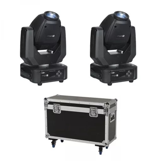 Showtec Phantom 65 Spot Twin Pack with Flight Case Bundle
