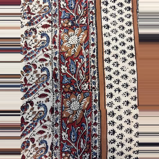 Traditional Indian Hand-Block Printed Cotton Paisley and Starburst Tablecloth
