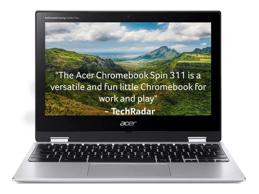 Acer Chromebook Spin 311 CP311-3H Convertible Laptop - MTK MT8183, 4GB, 64GB eMMC, Integrated Graphics, 11.6" HD Touchscreen, Chrome OS, Silver