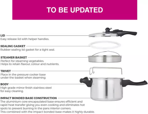 3 Litre Stainless Steel Pressure Cooker T80245 Pressure