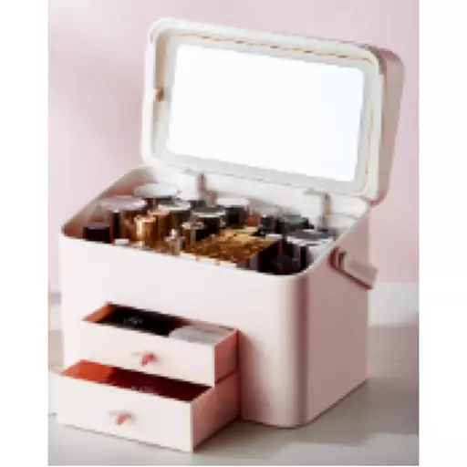 Cosmetic Storage Box with LED Mirror