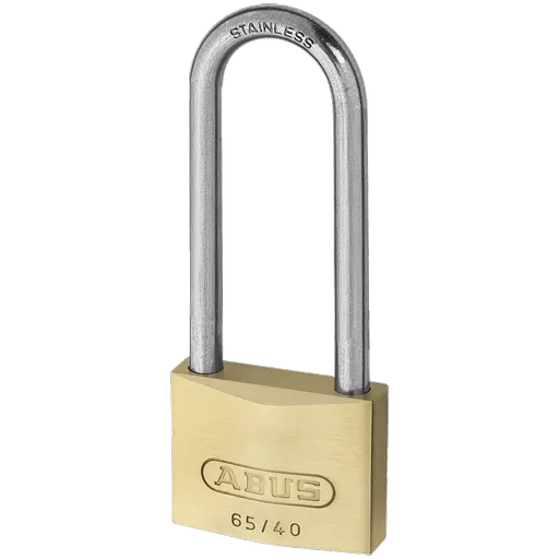 ABUS 65 Series Brass Long Stainless Steel Shackle Padlock