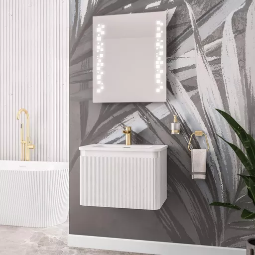 Belice Fluted 60 Wall Hung Unit - High Gloss White