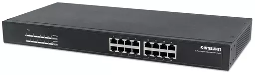 Intellinet 16-Port Gigabit Ethernet PoE+ Switch, 16 x PoE ports, IEEE 802.3at/af Power-over-Ethernet (PoE+/PoE), Endspan, Rackmount (UK 3-pin plug)