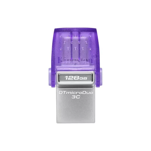 Kingston Technology DataTraveler microDuo 3C USB flash drive 128 GB USB Type-A / USB Type-C 3.2 Gen 1 (3.1 Gen 1) Stainless steel, Purple