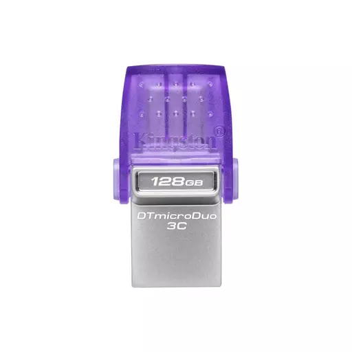 Kingston Technology DataTraveler microDuo 3C USB flash drive 128 GB USB Type-A / USB Type-C 3.2 Gen 1 (3.1 Gen 1) Stainless steel, Purple