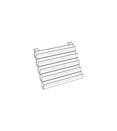 5 Tier Clear Acrylic Card Rack for Slatwall 60cm