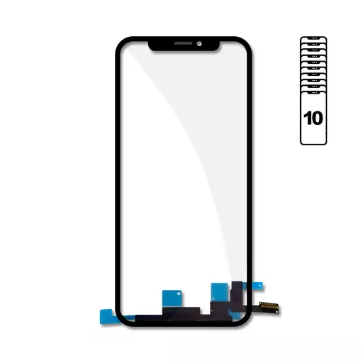 Glass w/ Touch (Glass + Digitizer + OCA) (10 Pack) (CERTIFIED) (Black) - For iPhone X