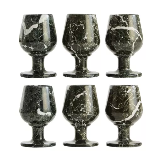 Marble Shot Glasses, Marmore, Green/black, Set of 6