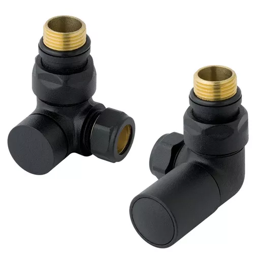 Corner Radiator Valves (pair) Matt Black