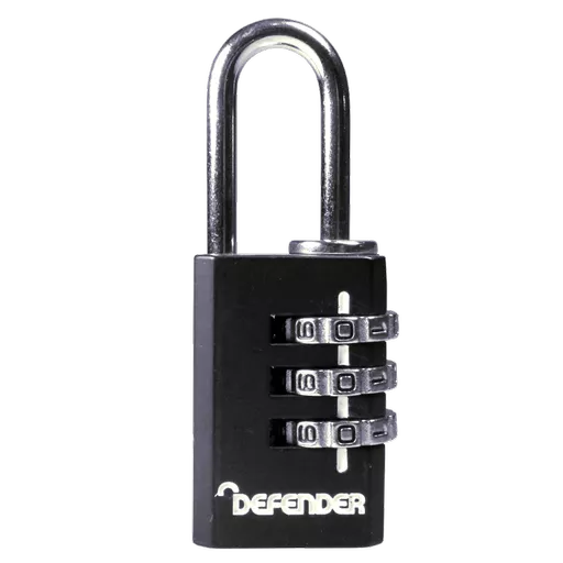 DEFENDER Black Diecast Combination Padlock