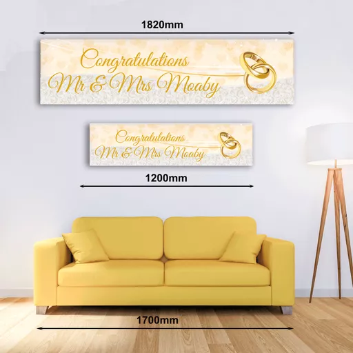 Personalised Banner - Wedding Banner Gold