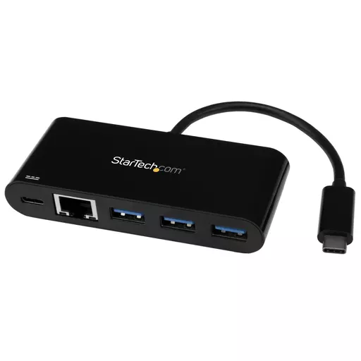 StarTech.com USB-C to Ethernet Adapter with 3-Port USB 3.0 Hub and Power Delivery