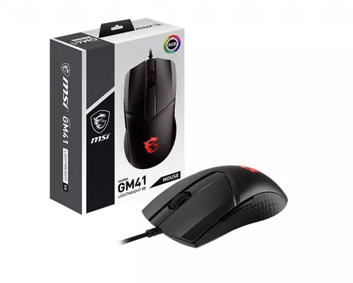 MSI CLUTCH GM41 LIGHTWEIGHT V2 Gaming Mouse 'RGB, upto 16000 DPI, low latency, 65g, Frixion Free Cable, Symmetrical design, OMRON Switches, NVIDIA REFLEX, Center'