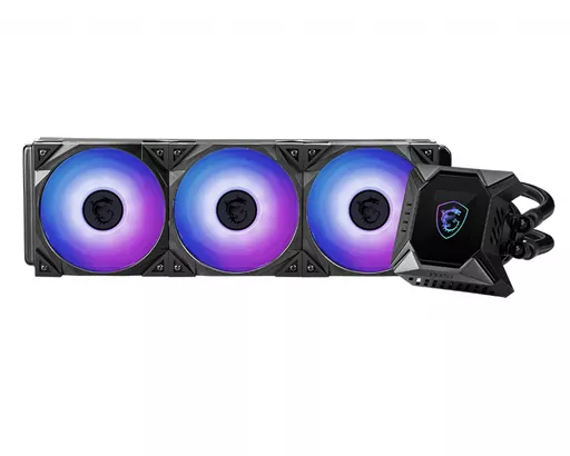 MSI MPG CORELIQUID K360 Liquid CPU Cooler '360mm Radiator, 2.4'' LCD display with fan, 3x 120mm ARGB PWM Fan, Center, Supports Intel and AMD Platforms, Cooled by ASETEK'