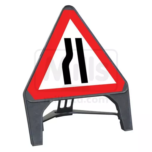 Road Narrows Left Polypropylene Q Sign 750mm