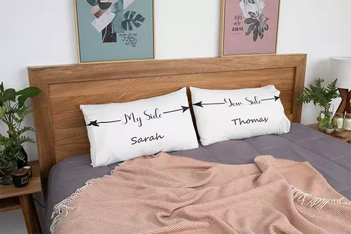 Personalised Couple Pillow Covers Gifts Set - My Side Your Side