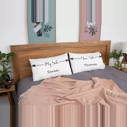 Personalised Couple Pillow Covers Gifts Set - My Side Your Side