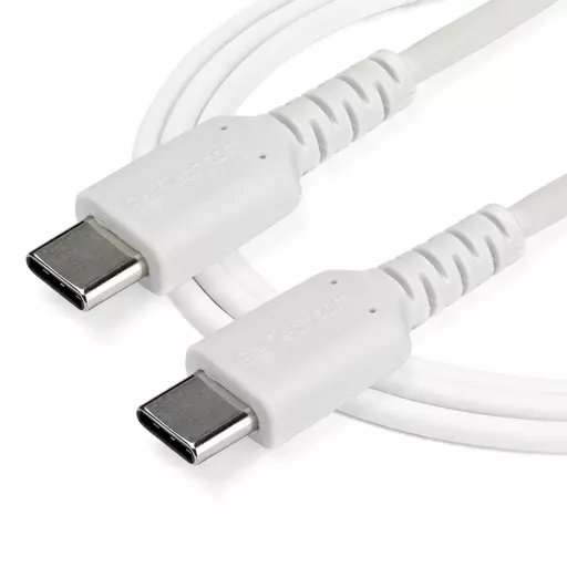 StarTech.com 2m USB C Charging Cable - Durable Fast Charge & Sync USB 2.0 Type C to USB C Laptop Charger Cord - TPE Jacket Aramid Fiber M/M 60W White - Samsung S10 S20 iPad Pro MS Surface