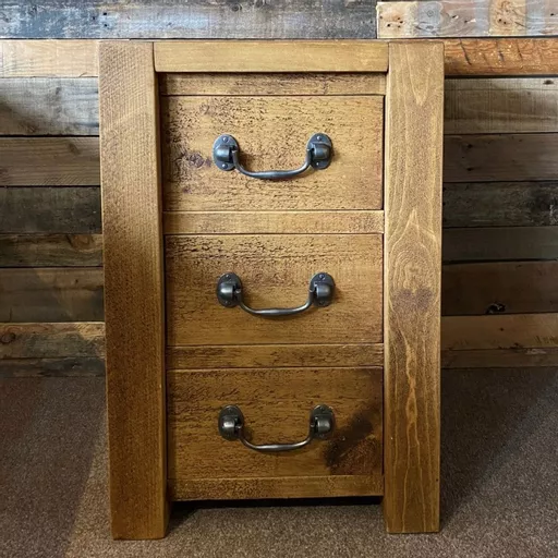 Lumber Plank 3 Drawer Bedside