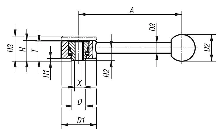 Tension Lever. M8 Stainless Steel Thread. 102mm Long Handle.