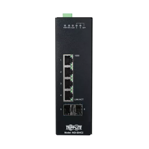 Tripp Lite NGI-S04C2 4-Port Lite Managed Industrial Gigabit Ethernet Switch - 10/100/1000 Mbps, 2 GbE SFP Slots, -10° to 60°C, DIN Mount