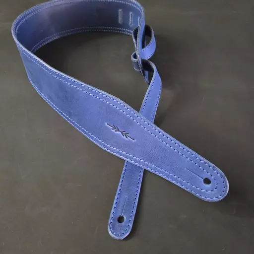BS53 Blue Leather Guitar Strap- old stock