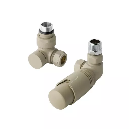 15mm Corner TRV & Lockshield Valve Matt Cappuccino